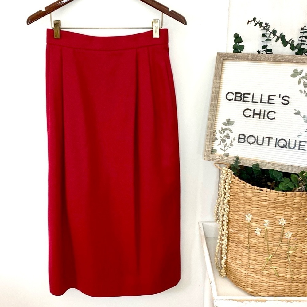 Vintage Talbots Long Red Worsted Wool Skirt Sz 8